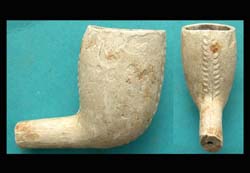 US Civil War Era Clay Pipe, Grape Vines & Stem